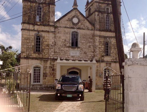 Car parked outside the church 